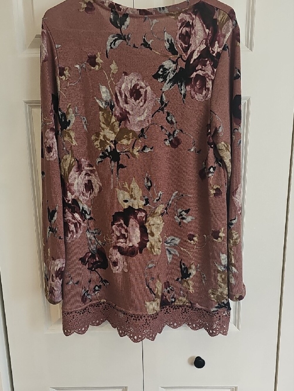 Floral V-Neck Long Sleeve Top in Mauve by - Picture 5 of 5